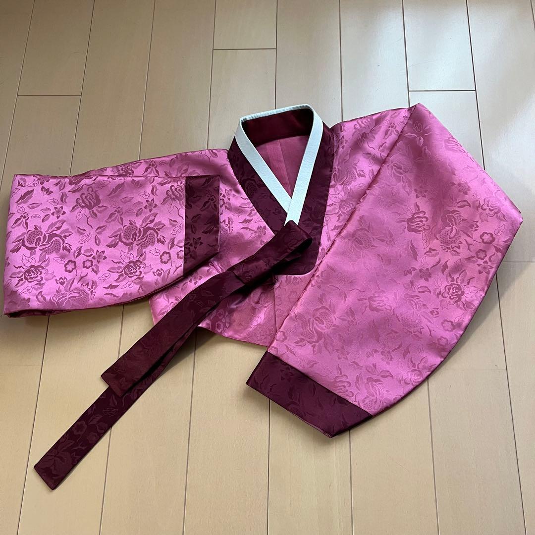 り*ん様 室内着用のみ ほぼ新品 チマ チョゴリ シルク 絹 ピンク系 バッグ付