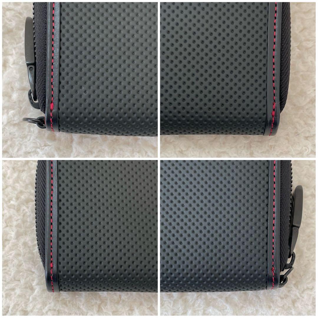 【未使用】ノイインテレッセ 長財布 ラウンドファスナー 黒 赤 カーボンレザー