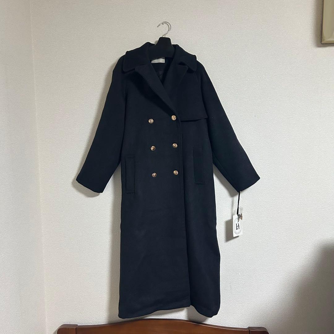 美品❤️polāura ウールロングトレンチコート チャコール ポローラ ケープ付