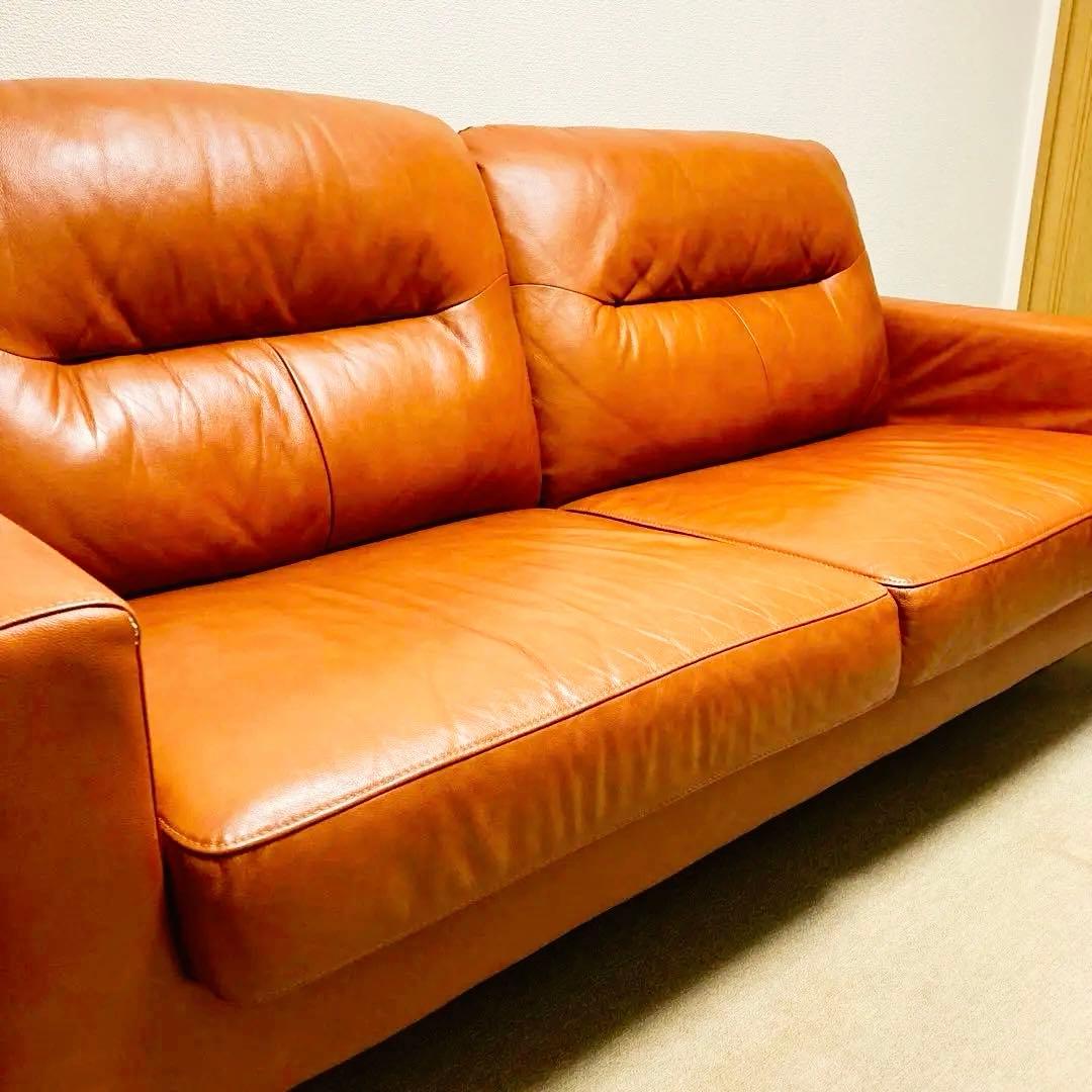 本革ブラウン3人掛けレザーソファ ニトリ