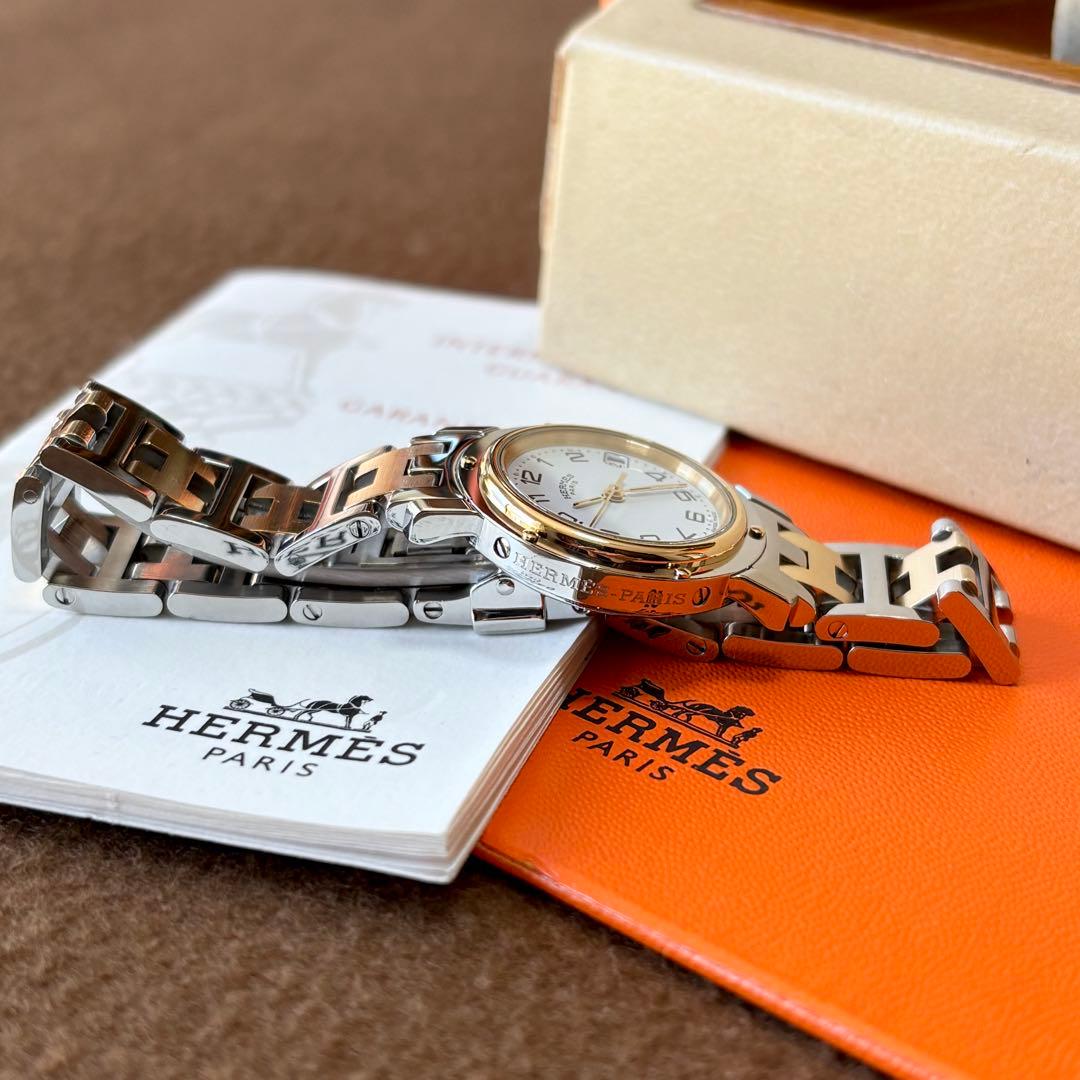 【HERMES】✨極美品✨ クリッパー レディース腕時計 コンビ ホワイト
