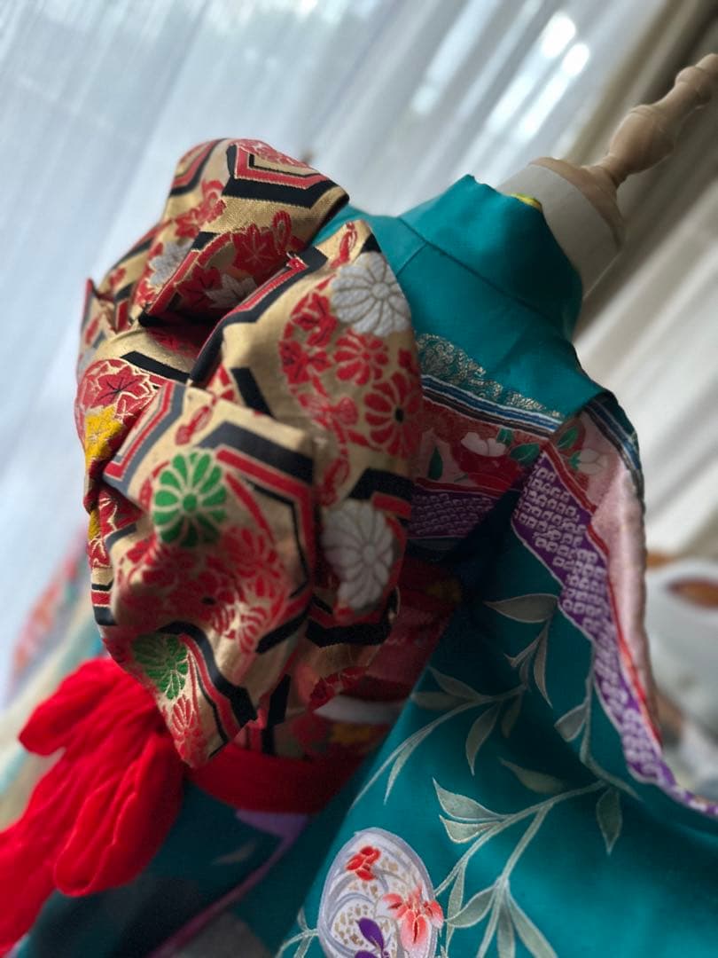 プーさん7歳用七五三フルセット ピーコックグリーン 5点セット