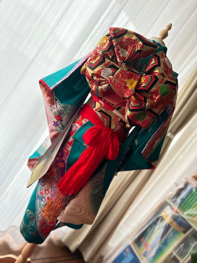 プーさん7歳用七五三フルセット ピーコックグリーン 5点セット