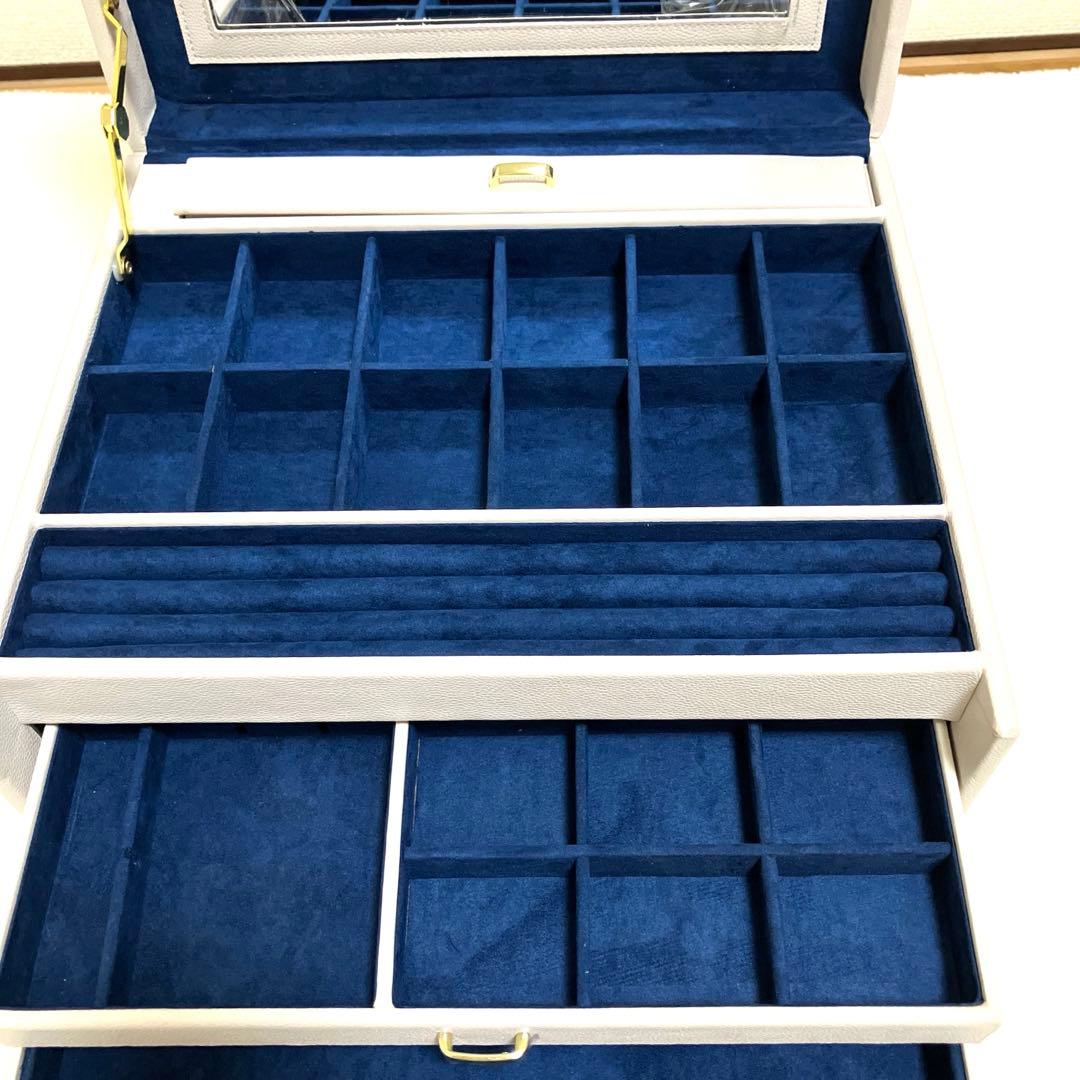 【新品未使用】グレー5層鏡面蓋 大容量 ジュエス宝石時計ブレスレット収納BOX