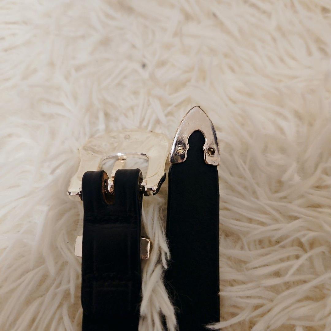 美品 monitaly モニタリ ベルト ブラック シルバーバックル レザー 黒