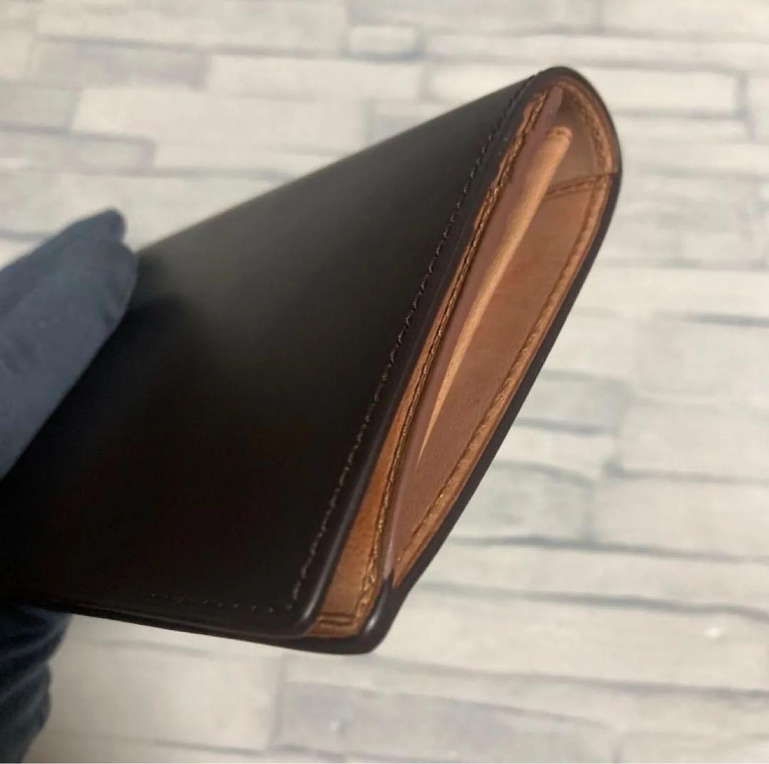 未使用品 コードバン 長財布 小銭入れ有り 馬革 日本製 ブラウン 濃茶