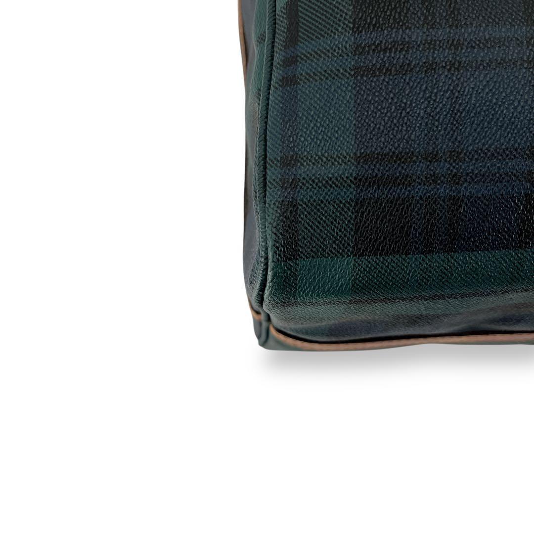 ポロラルフローレン　ボストンバッグ　旅行カバン　チェック　ロゴプレート　グリーン