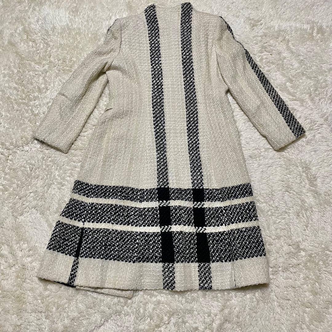 完売品‼️VALENTINO ROMA ツイードロングコート　チェック　ストライプ