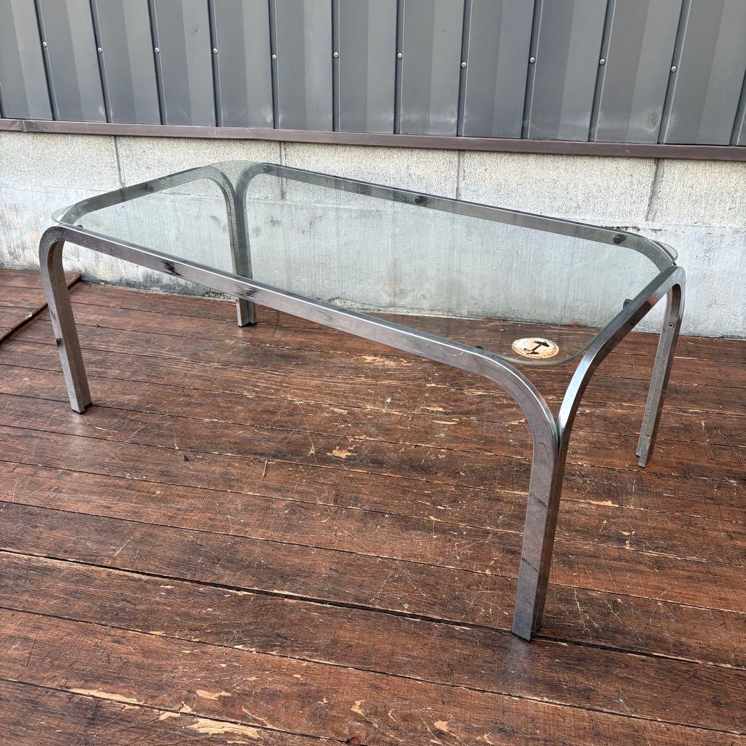 D壁 ミッドセンチュリー 森六家具工業 モリロク メタルフレーム ガラステーブル