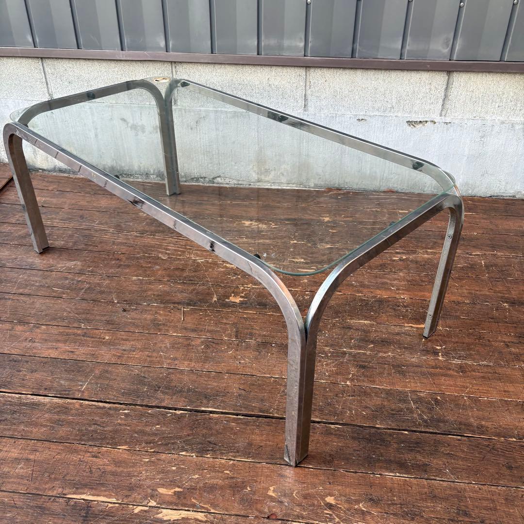 D壁 ミッドセンチュリー 森六家具工業 モリロク メタルフレーム ガラステーブル