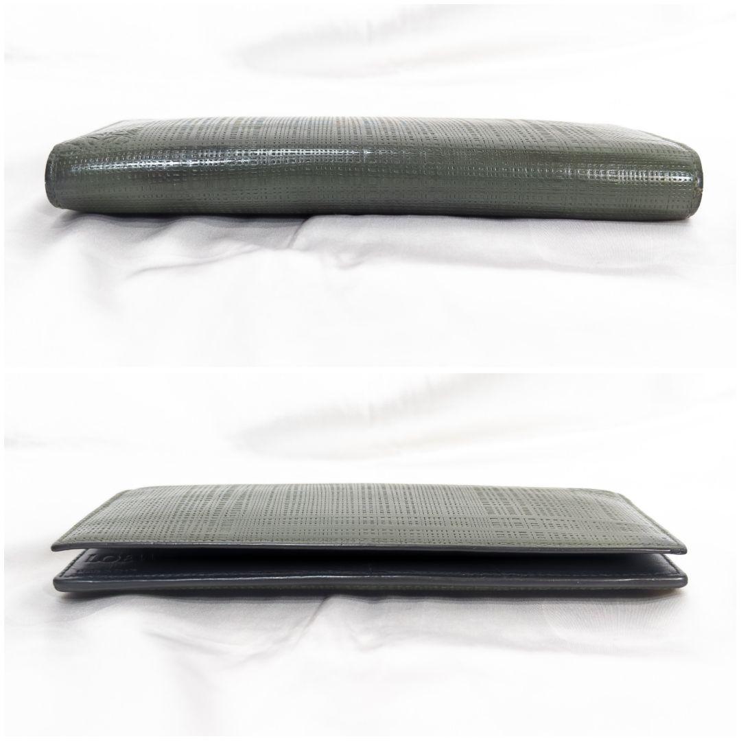 【美品】 LOEWE ロエベ 長財布 アナグラム リネン グリーン