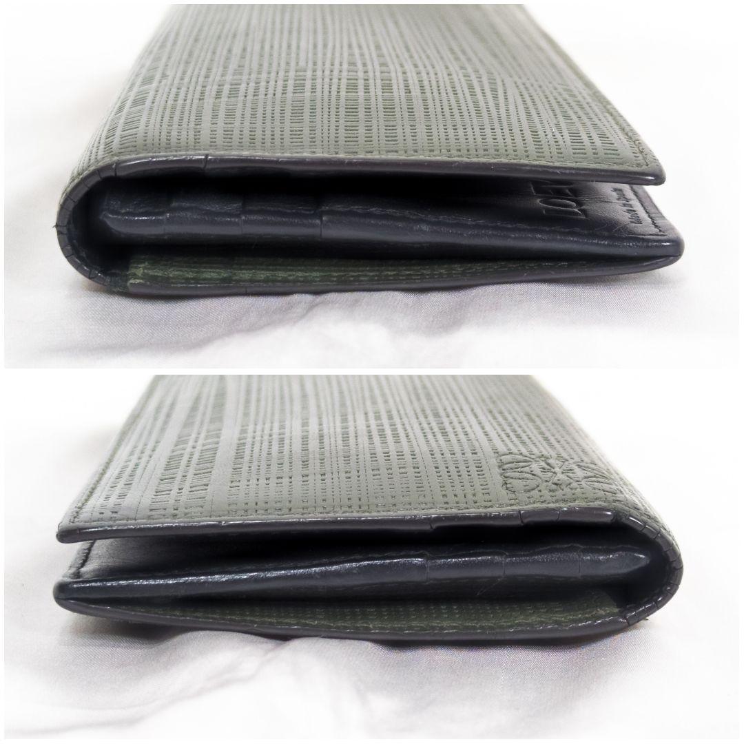 【美品】 LOEWE ロエベ 長財布 アナグラム リネン グリーン