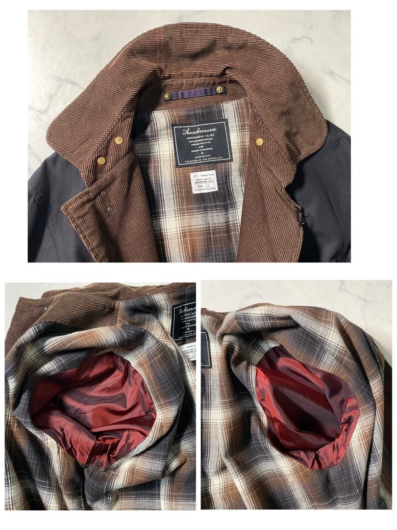 【美品】アナクロノーム　ステンカラーコート　裏地 フランネル＆オンブレ　サイズ3