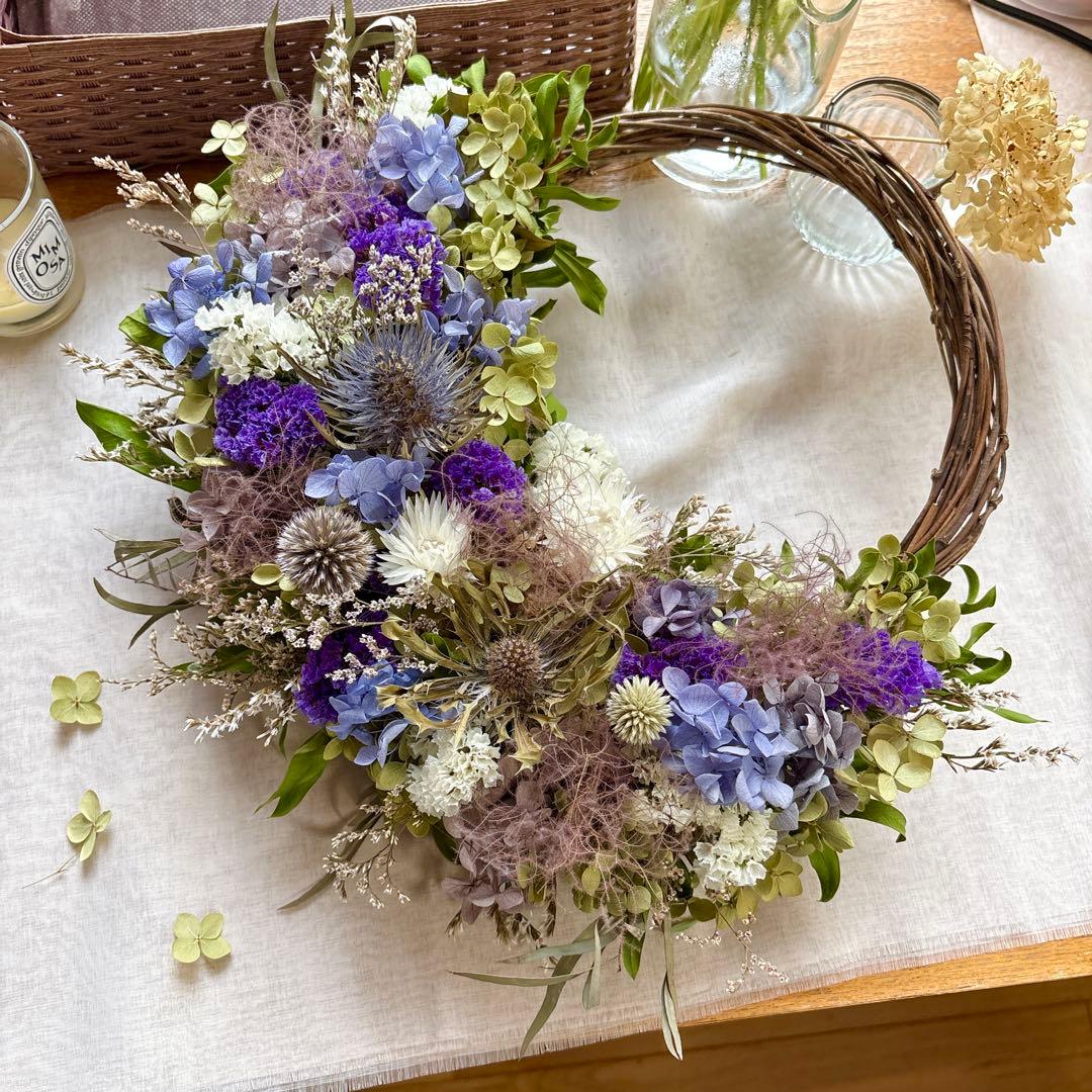 のり＊Natural＊イエロー&パープルリース ２個☆ドライフラワーリース