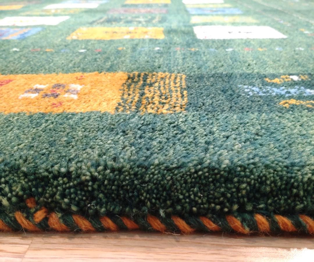 ペルシャ　ギャッベ リビング　188×156 緑　タイル　生命の木