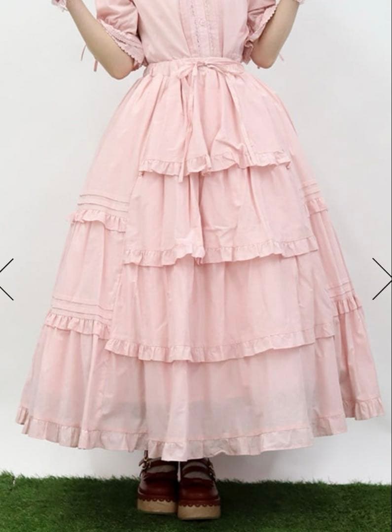 axes femme Chalmiereクラシックコットンスカート（ピンク）