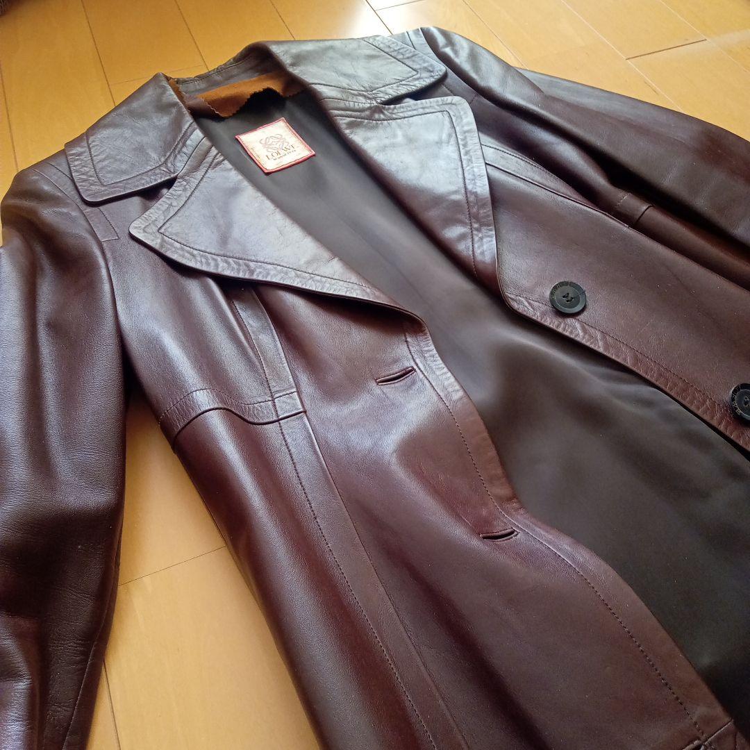 LOEWE ロエベ ブラウン レザーコート