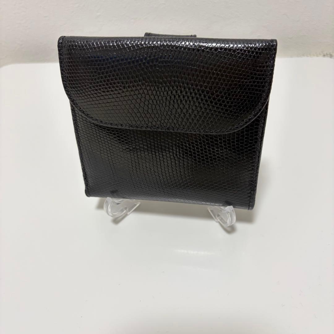 ロウナーロンドン スモールロゴリザードウォレットブラック 二つ折り財布
