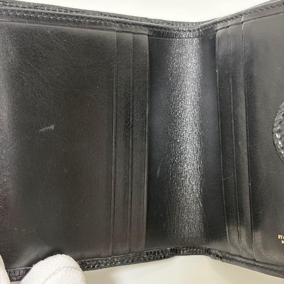 ロウナーロンドン スモールロゴリザードウォレットブラック 二つ折り財布