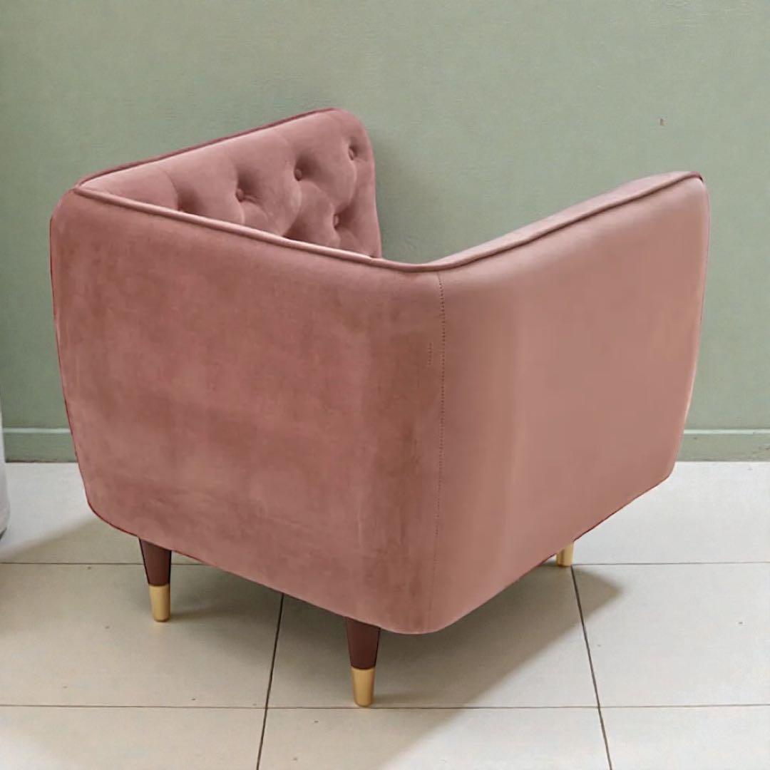 LOWLA ピンク ベルベット 1人掛けソファ定価29900円