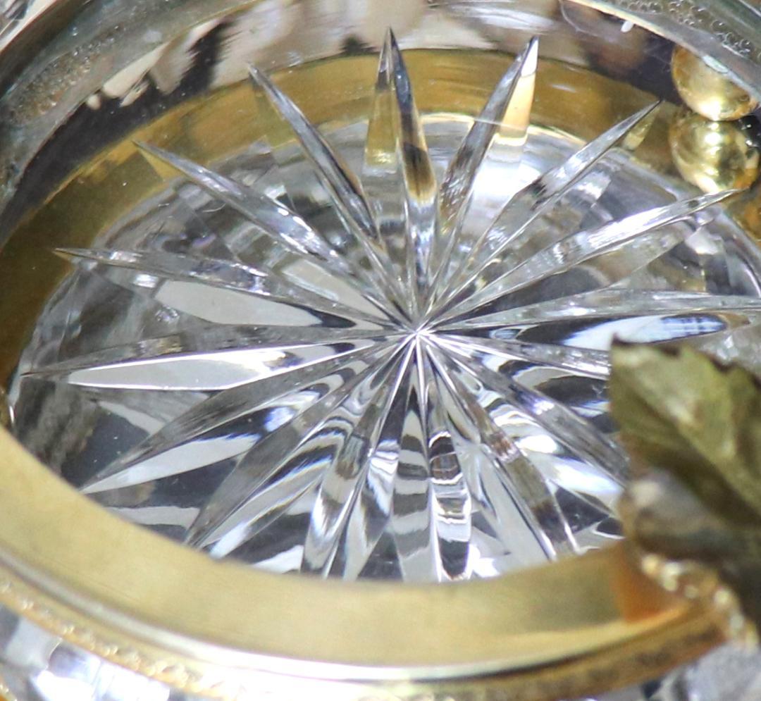 オールド・バカラ 極稀少 金装飾リーフ文脚付き大型丸型切子アッシュトレイ 灰皿