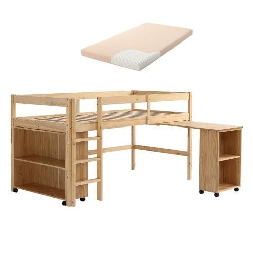 【10cm厚さマットレス付き】システムベッド ロフトベッド 木製 シングル ベッ