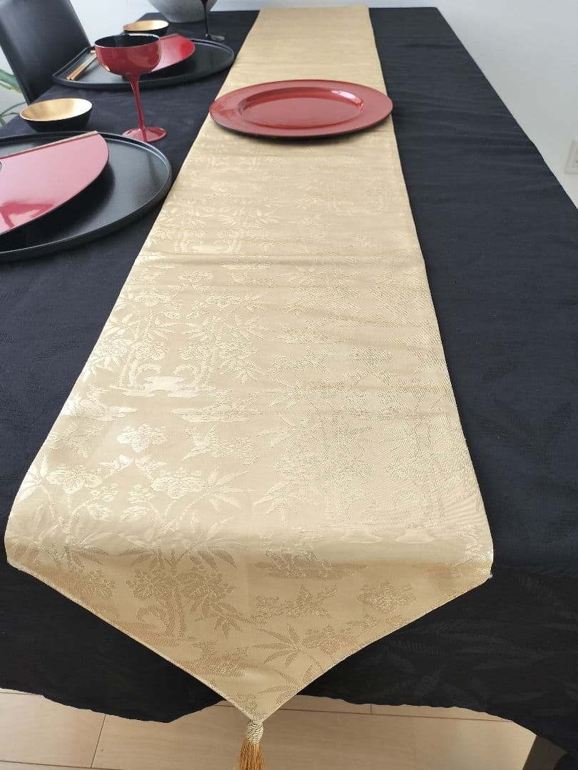 A902逸品‼️全通帯‼️泥金‼️テーブルランナー2m8cm