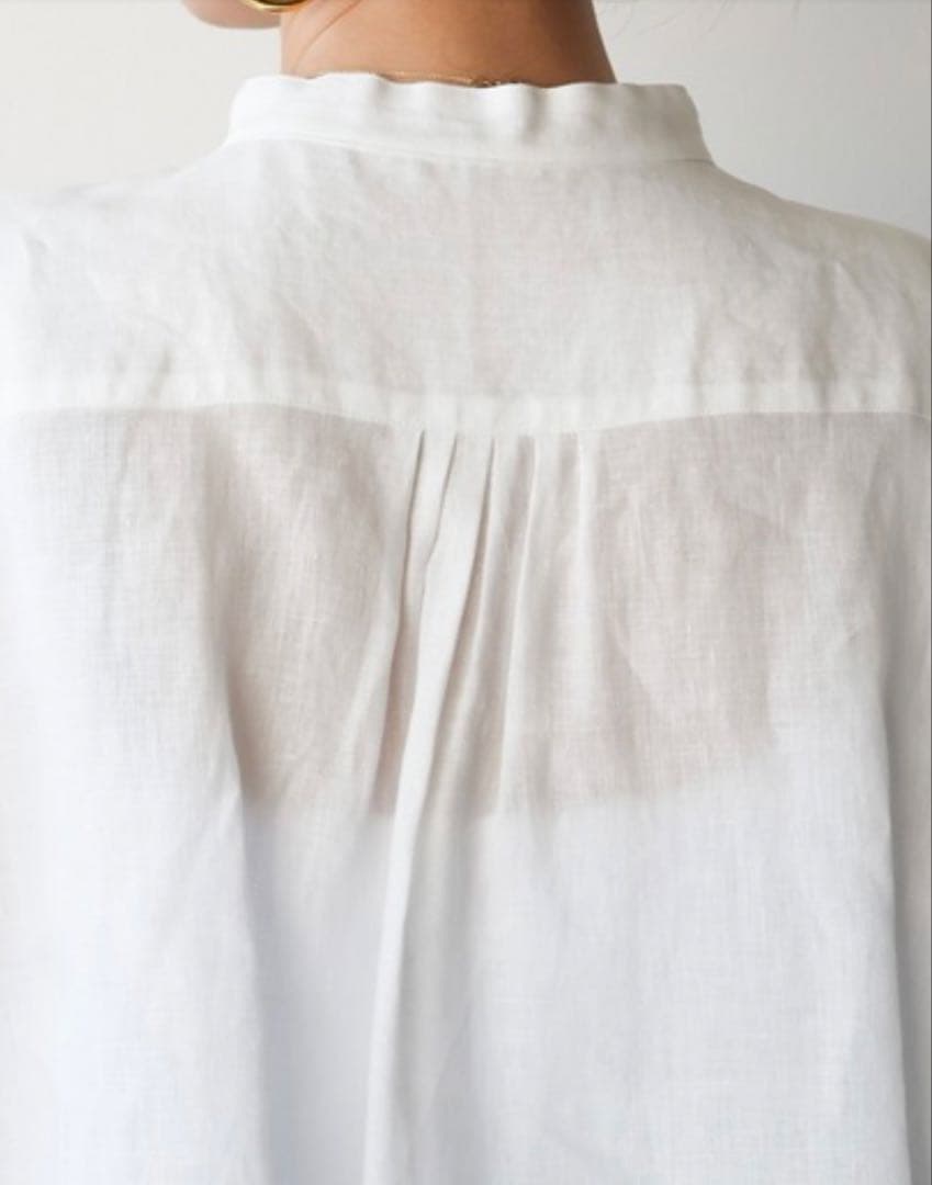 美品　TICCA 2WAYリネンフレンチシャツ TBDS-403 白 麻