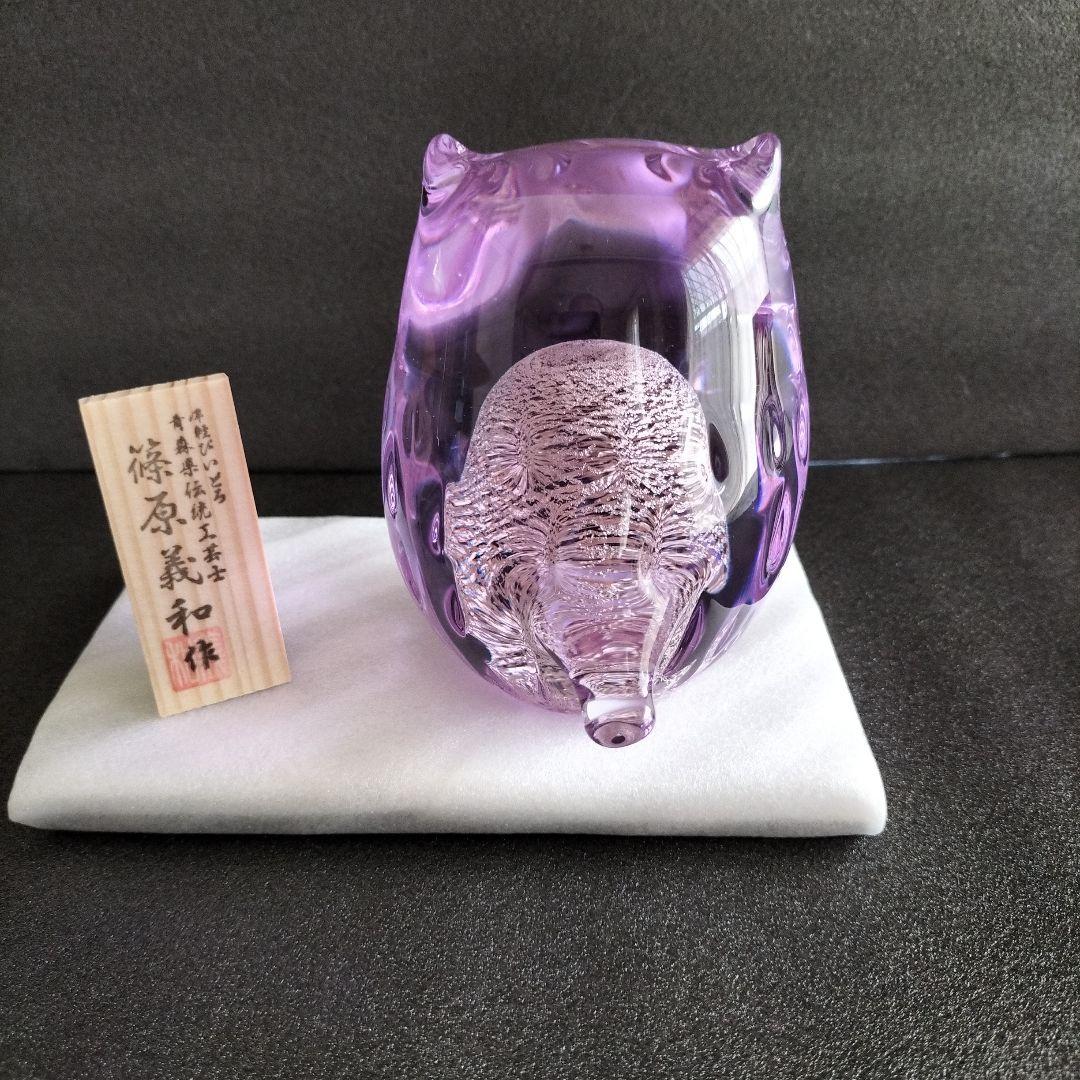 青森伝統工芸品　津軽びいどろ置物と ディズニー江戸切子グラス