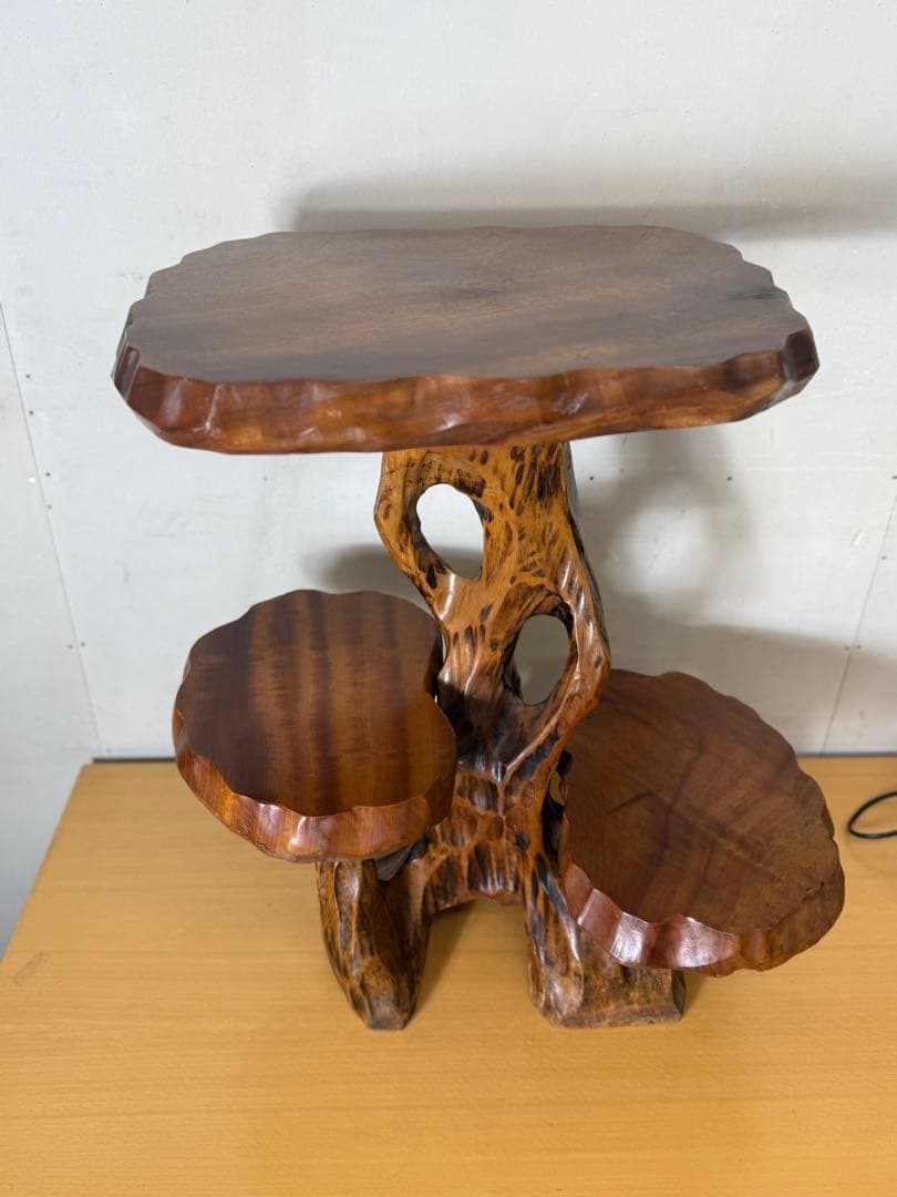 天然木 盆栽台 花台 飾り台3段