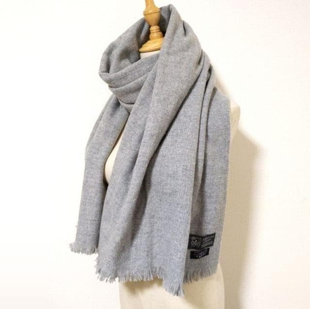 美品★Johnstons ジョンストンズ★カシミヤ混 ストール 大判 グレー