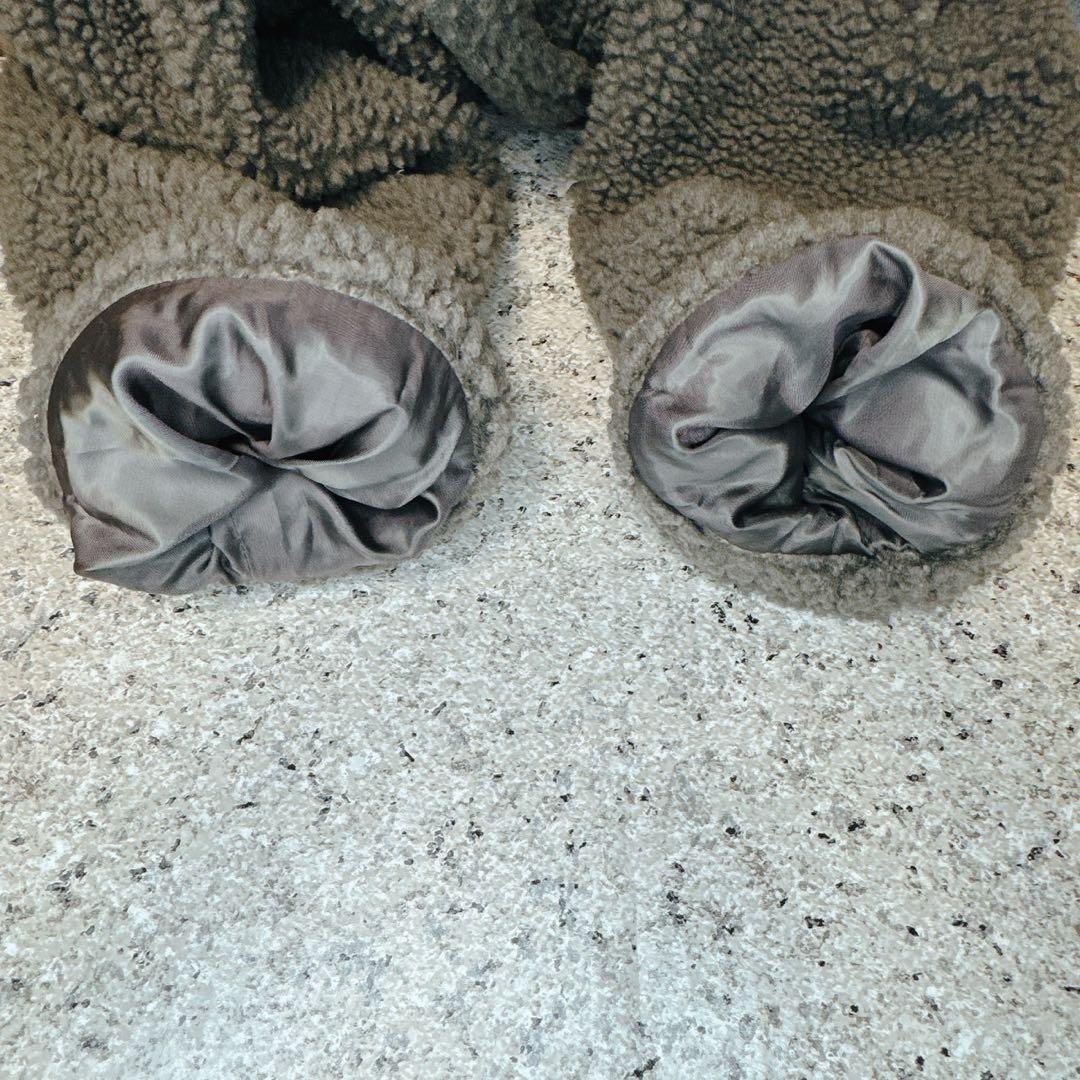 pq様　ZARA グレー ダブルブレスト フェイクボアテディベアコート S