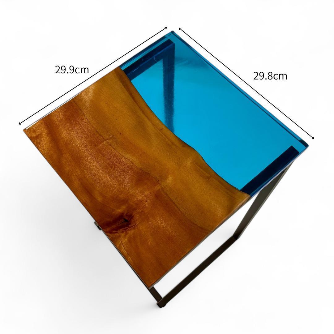 サイドテーブル レジン アイアン 無垢材 木製 コの字 おしゃれ ミニ 一枚板