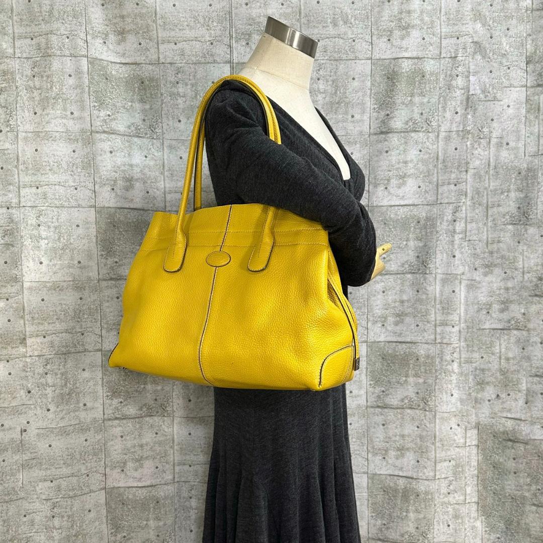 TOD'S トッズ Dバッグ トートバッグ ハンドバッグ イエロー シルバー金具