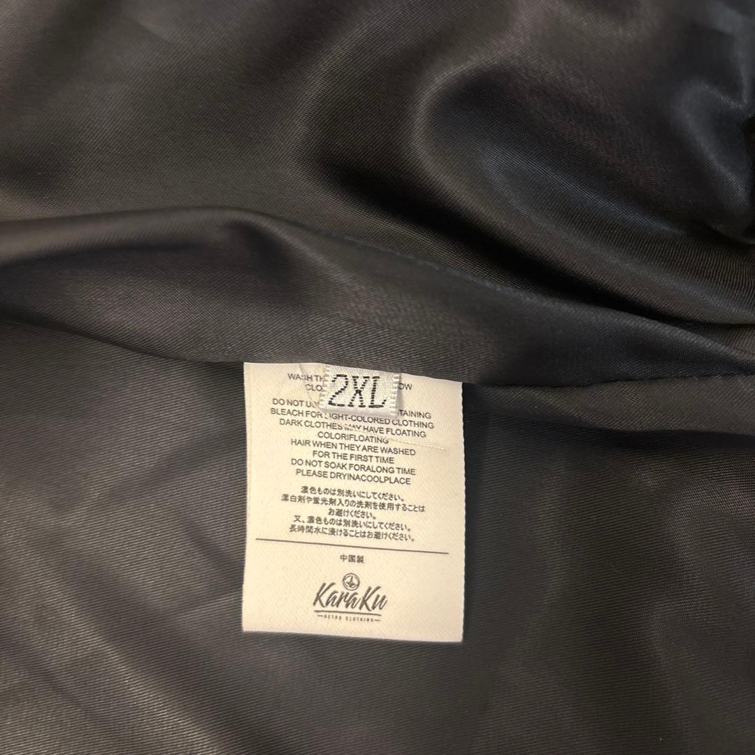 未使用級✨KARAKU 神奈川沖浪と波乗り猫 スカジャン サテン 2XL 刺繍