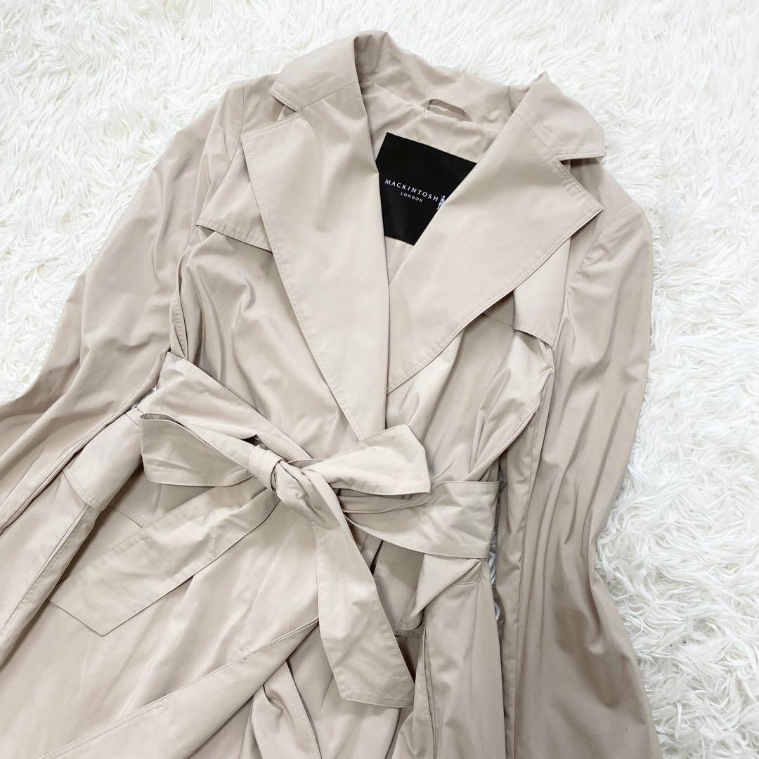 【極美品・L】マッキントッシュ　トレンチコート　ベルト　女優襟　高級生地　大きい