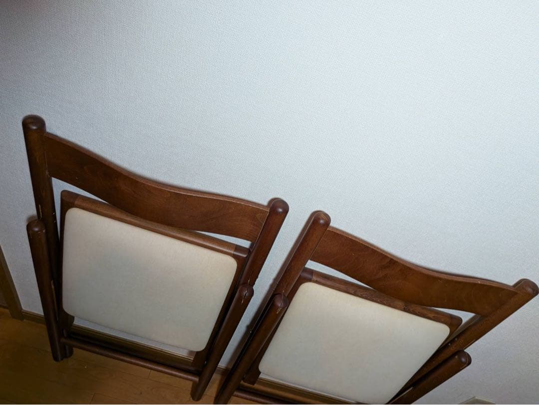 ■送料込■無印 折りたたみデスク 2脚 イス 木製コンパクトテーブル椅子チェア