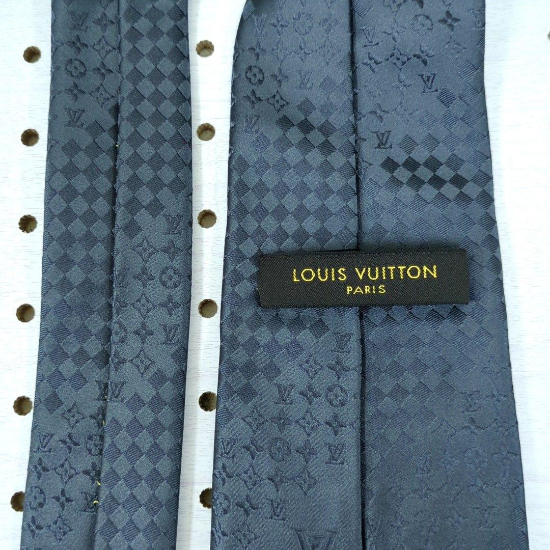 ルイヴィトン ダミエ モノグラム 100%シルク ネクタイ グレー系 イタリア製