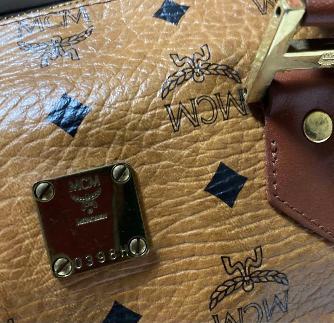 MCM レザーボストンバッグ 中型 ブラウン