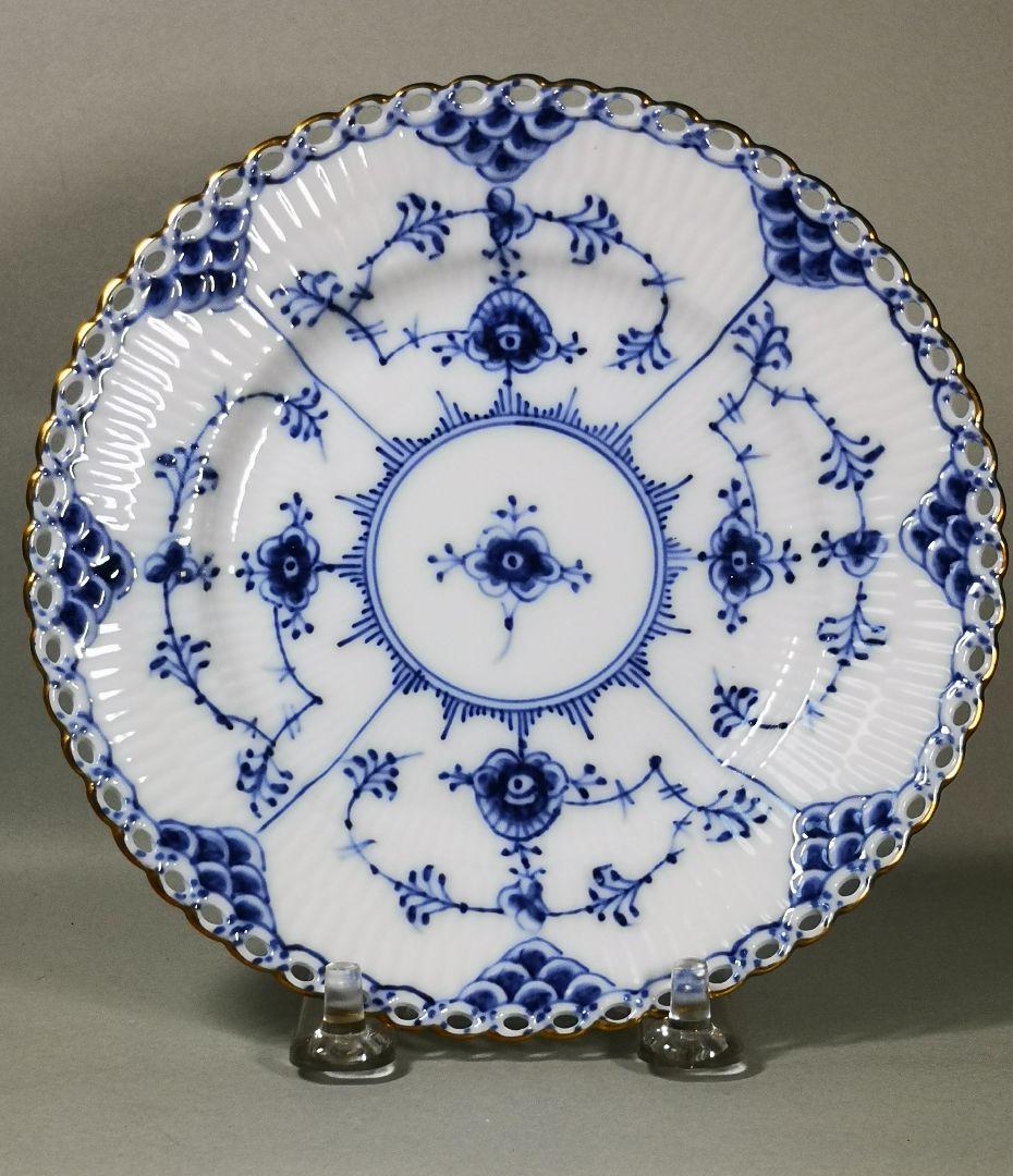   ブルーフルーテッド　フルレース　プレート金彩付