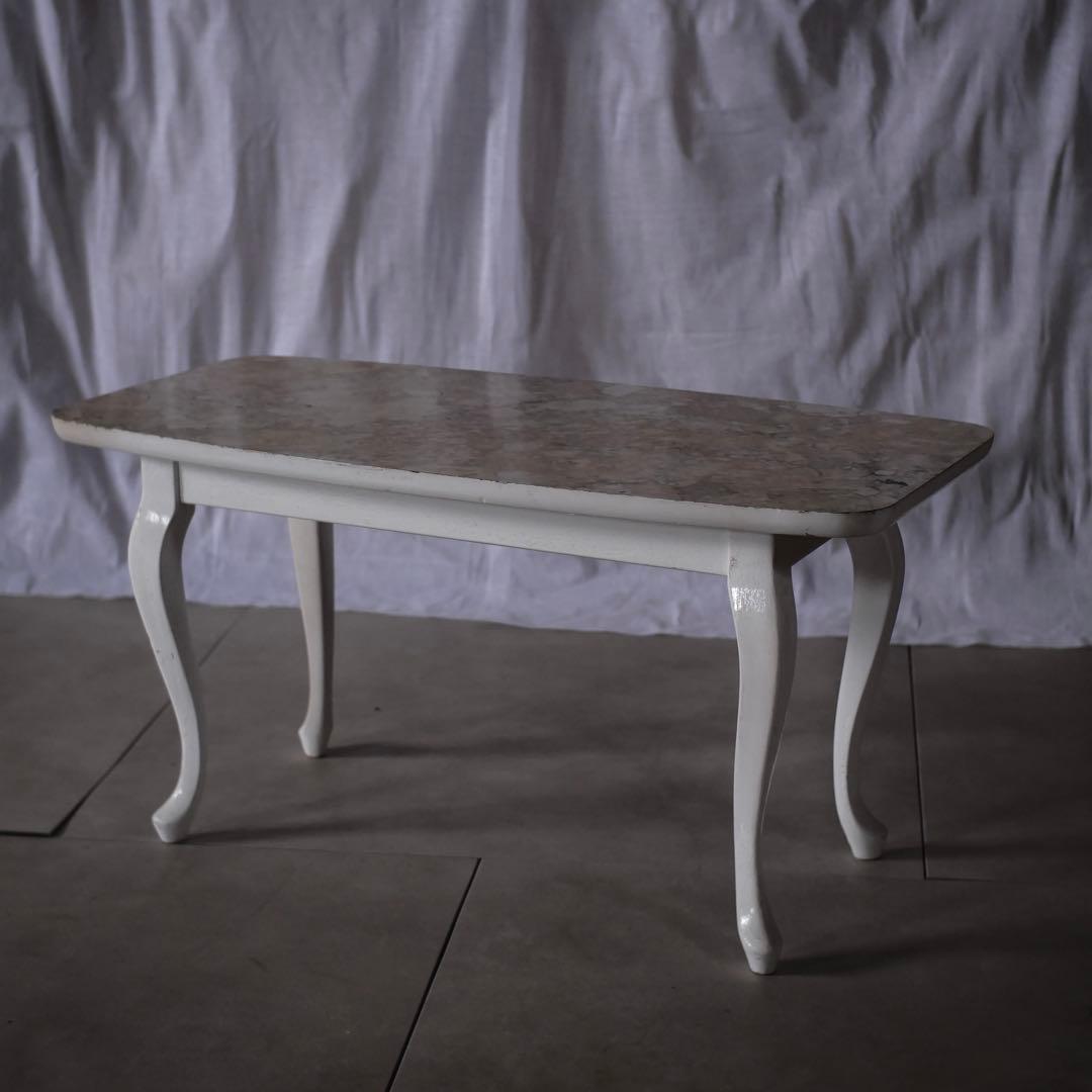 大理石調　センターテーブル　猫脚　古家具　古道具　アンティーク　昭和レトロ