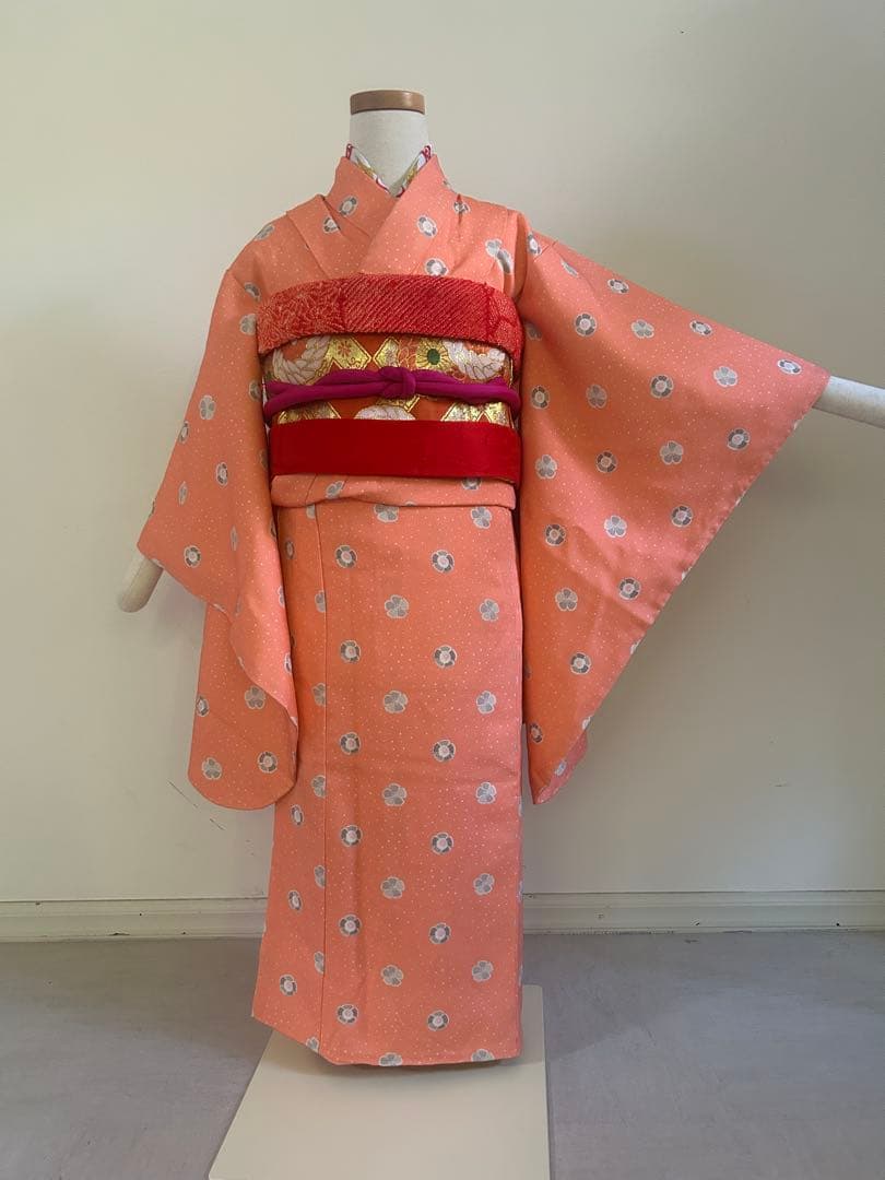 7歳　七五三　正絹着物　アンティーク帯　帯揚げ　帯締め　しごきセット