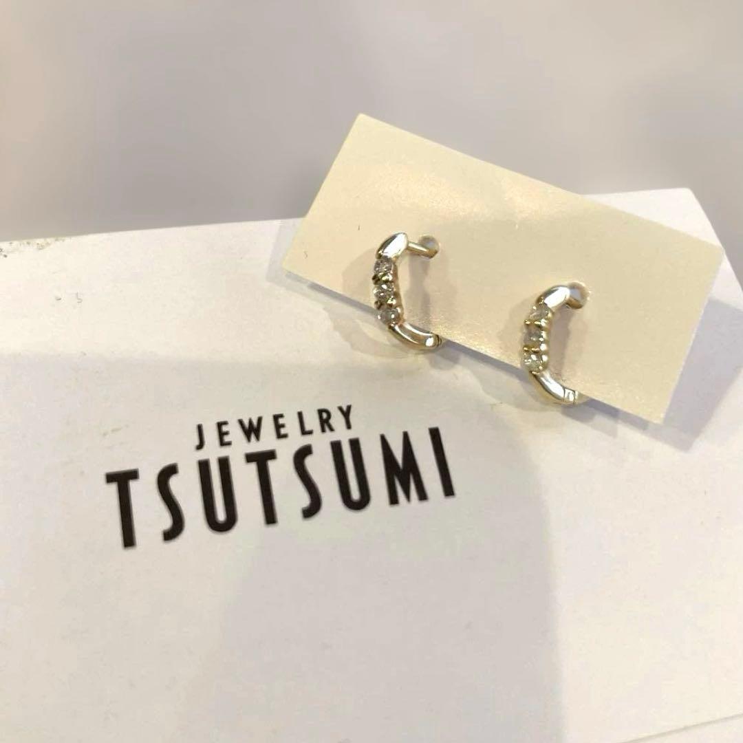 ジュエリーツツミ K18 YG ダイヤモンド フープピアス