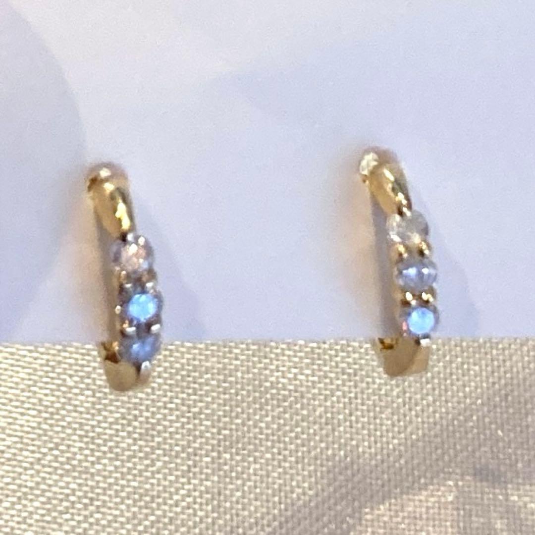 ジュエリーツツミ K18 YG ダイヤモンド フープピアス
