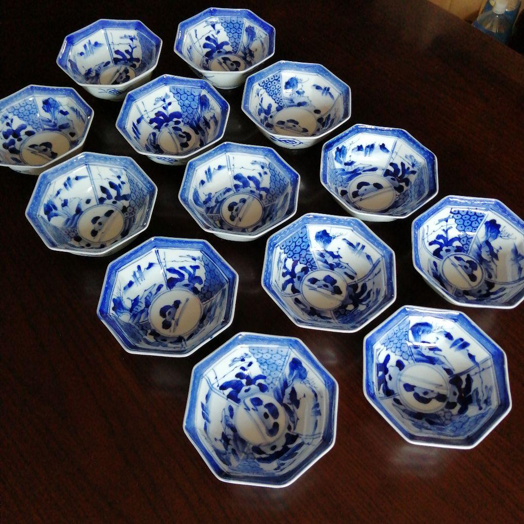 伊万里　染付八角向付　13客　11.5cm　明治〜大正期