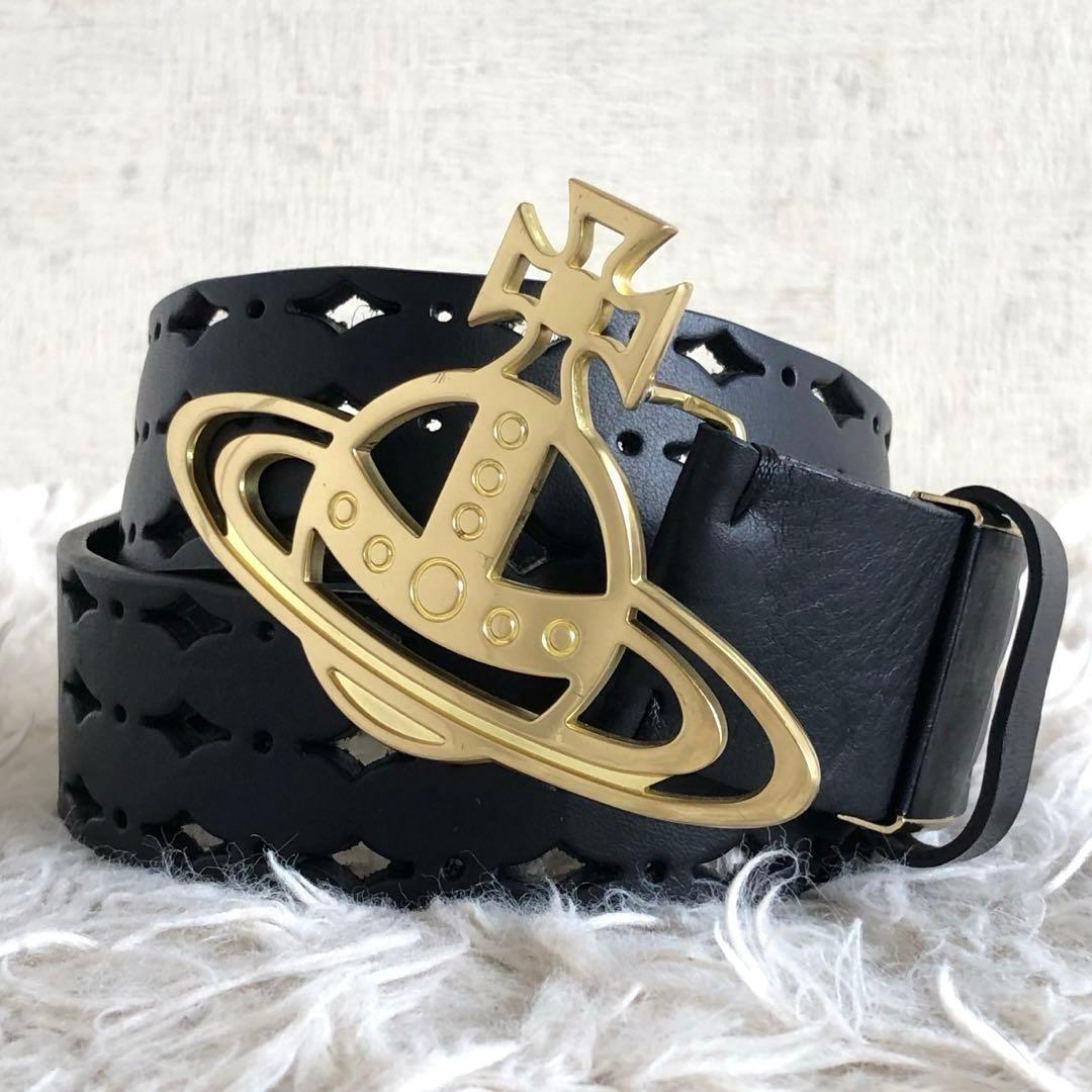 【美品】ヴィヴィアンウエストウッド　ベルト　オーブ　ゴールド金具　黒　本革