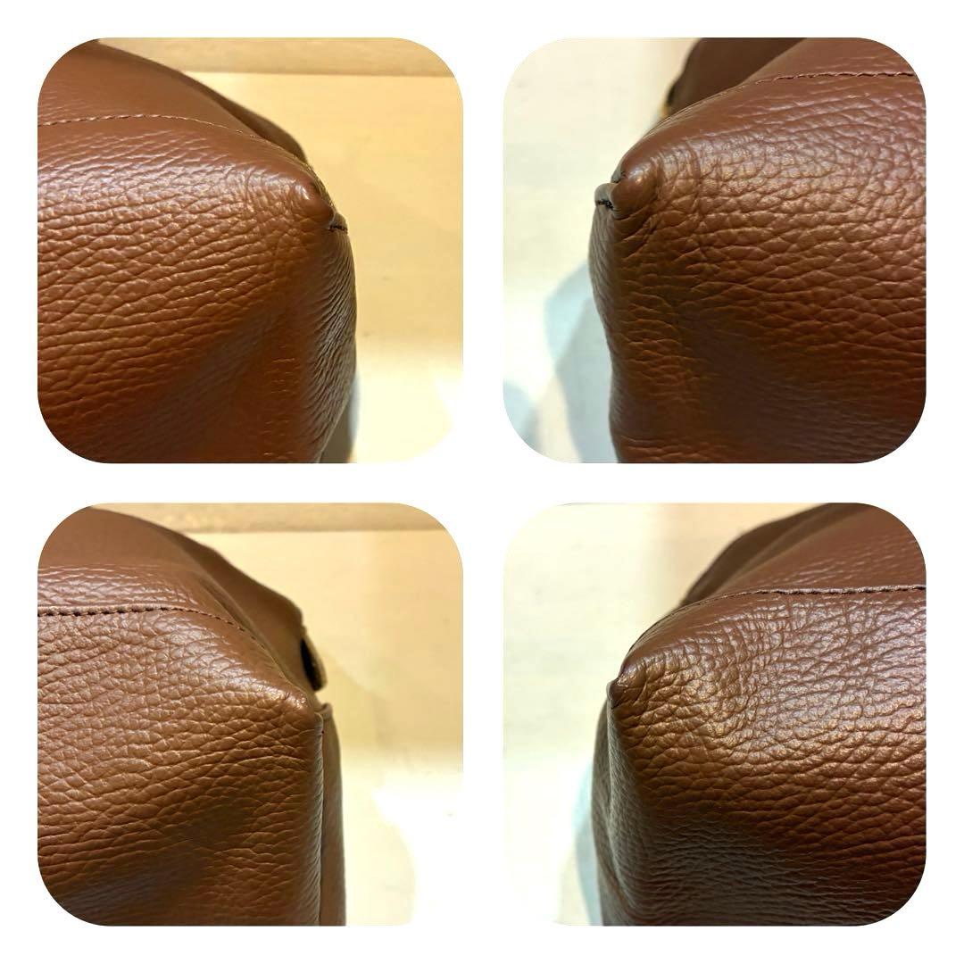 【極美品】YOUNG&OLSEN エンボスドレザージップボートバッグ M 茶色