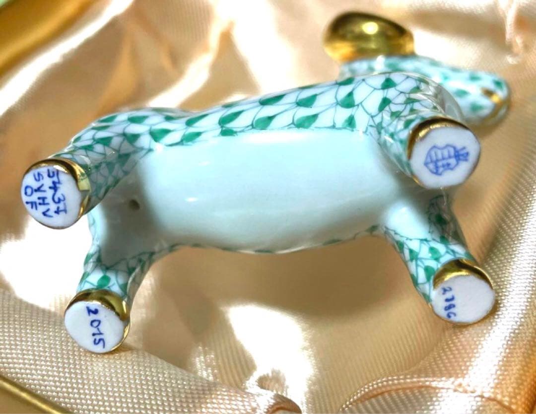 専用◇HERENDヘレンドフィギュリンひつじ羊ヒツジ未年2015年グリーン緑新品