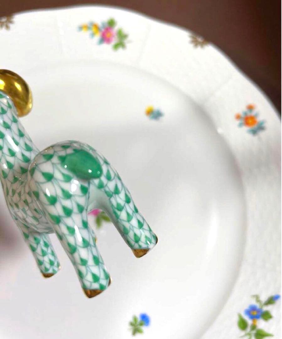 専用◇HERENDヘレンドフィギュリンひつじ羊ヒツジ未年2015年グリーン緑新品