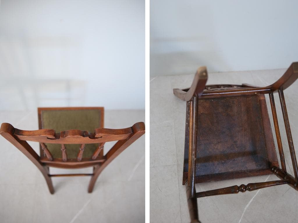 英国アンティーク木製ベッドルームチェア/椅子ダイニングイス飾り棚91-114-1